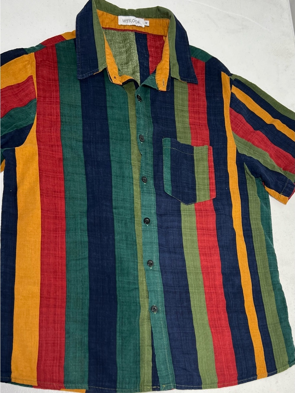 Misslook Multicolor Striped Cotton Button-Up Shirt M